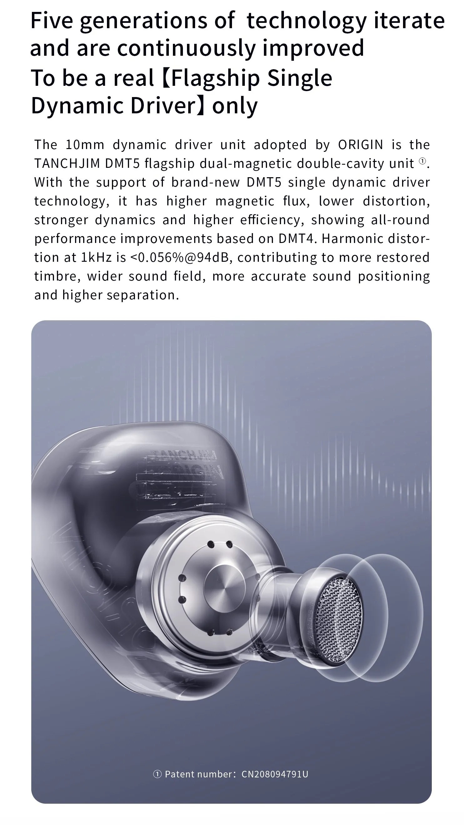 TANCHJIM ORIGIN DMT5 Dynamic Driver In-Ear Earphone IEM HiFi Music ...