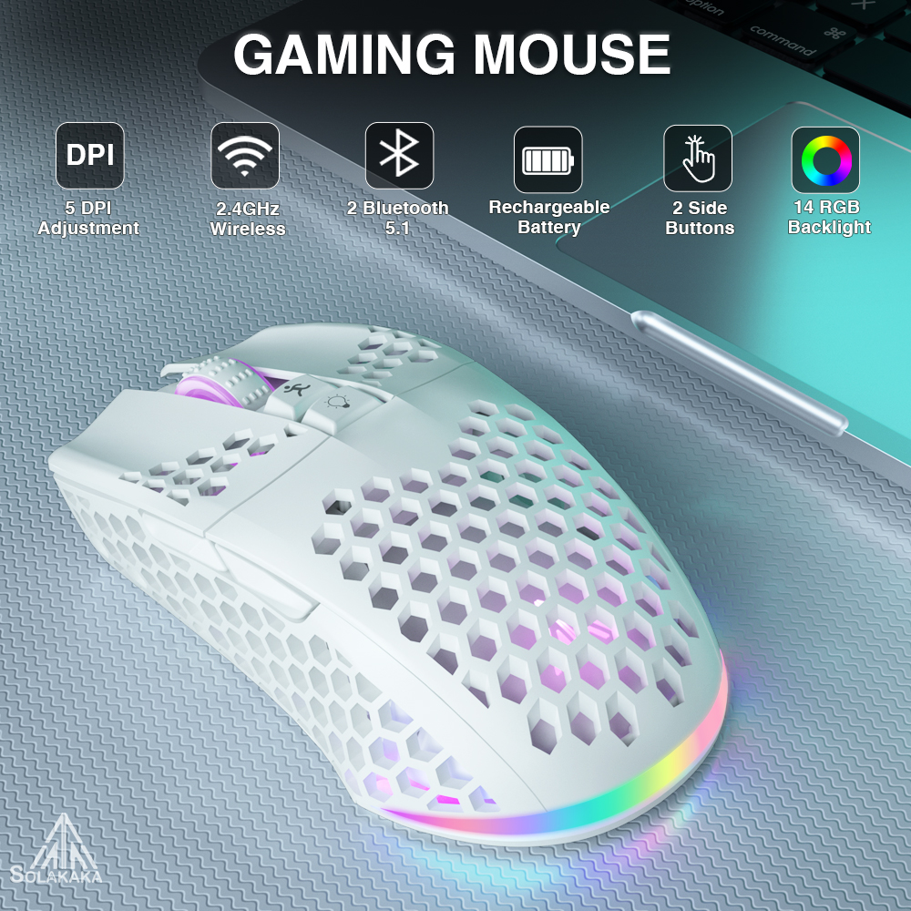 SOLAKAKA SM600 Wired 2.4G Wireless Charging Bluetooth Mouse with ...