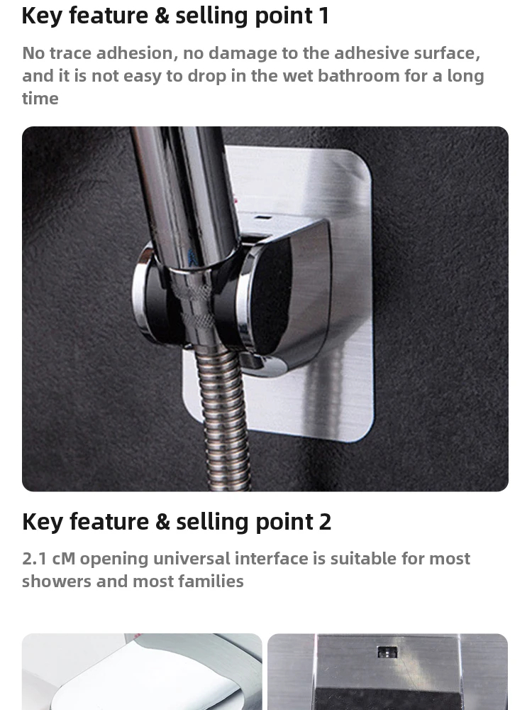 1pc Universal Showerhead Holder Wall Mounted Punch Free Household ...