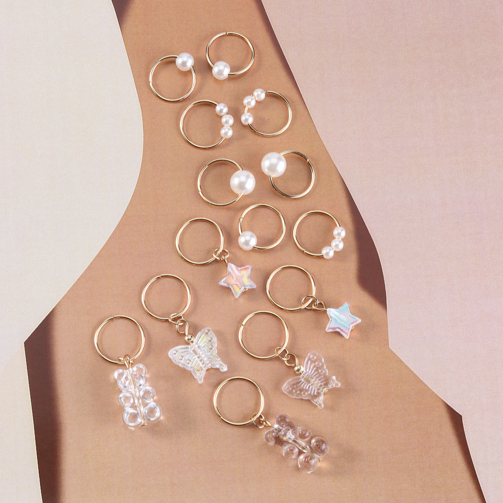 14pcs Cute Butterfly Bear Hair Braid Rings Dreadlock Braids Rings Clips