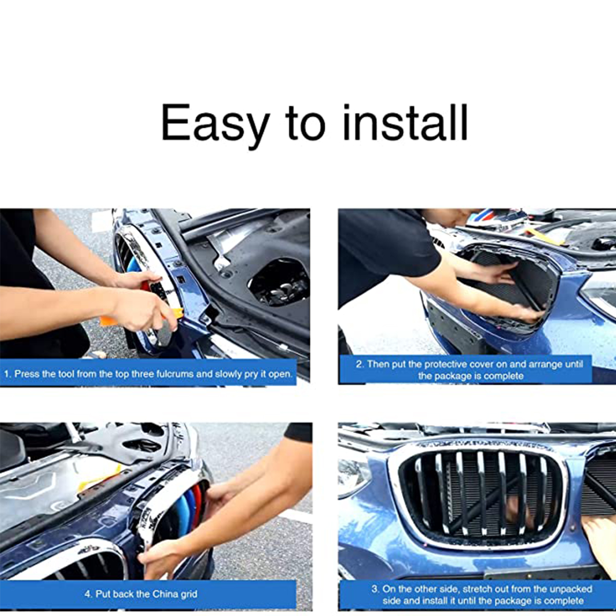 1pair ABS Car Front Grille Trim Strips Cover For BMW F30 F31 F32 F33 ...