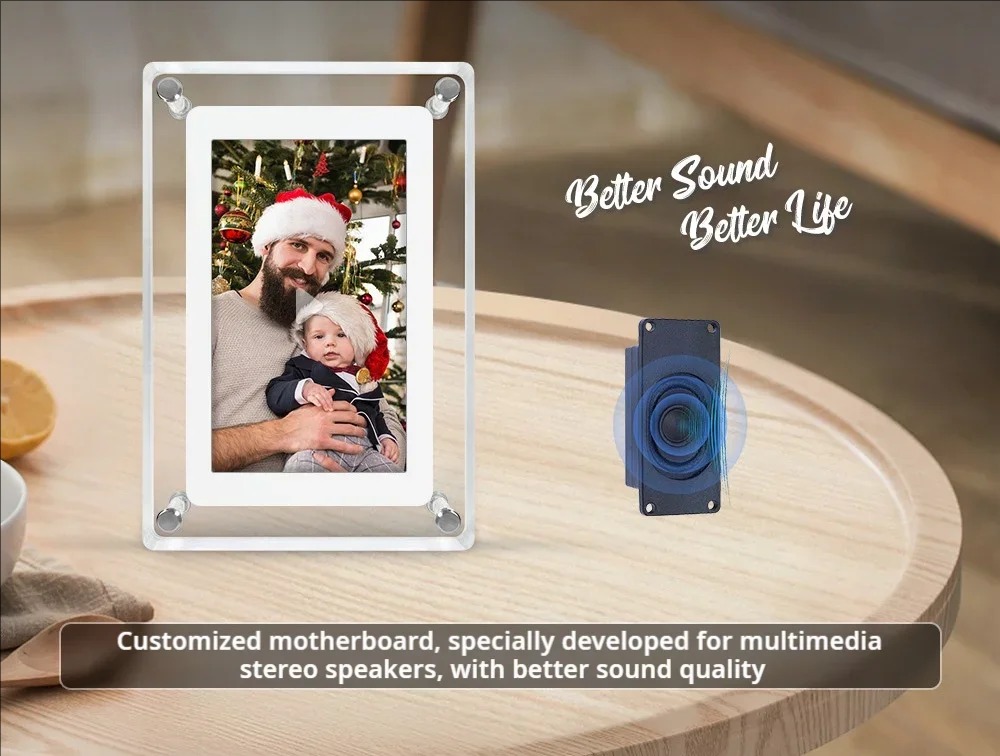 Acrylic digital photo frame, 5 inches, 1200mAh vertical screen, IPS