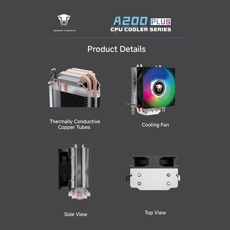 TJ A100 PLUS A200 PLUS A220 PLUS CPU Air Cooler Color LED 90mm CPU Fan ...