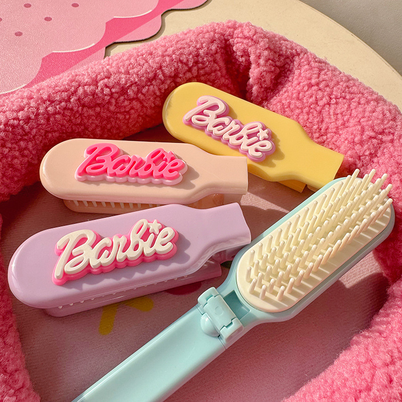 Cute Barbie Girl Cartoon Comb Portable Foldable Hair Comb Soft Air ...