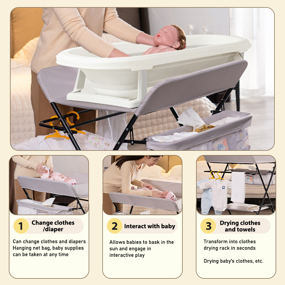 Baby Diapers Changing Table Foldable Multifunctional Newborn Care Table ...