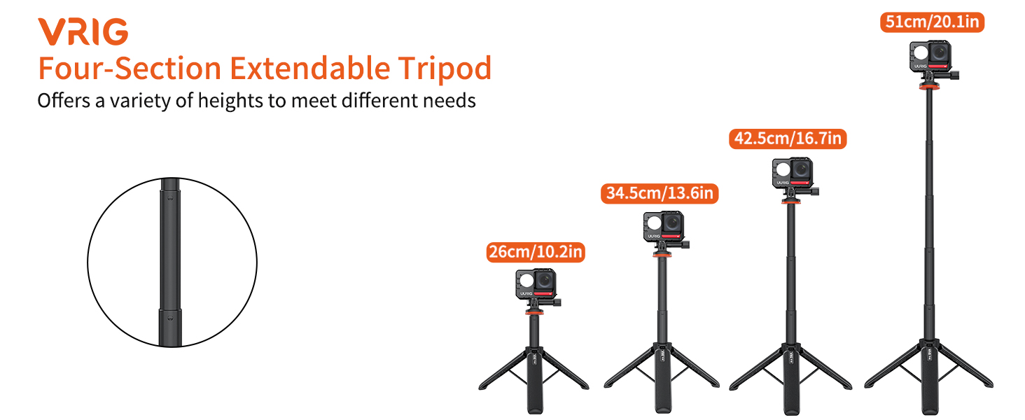 VRIG Osmo Pocket 3 Tripod For Action Camera, Extendable