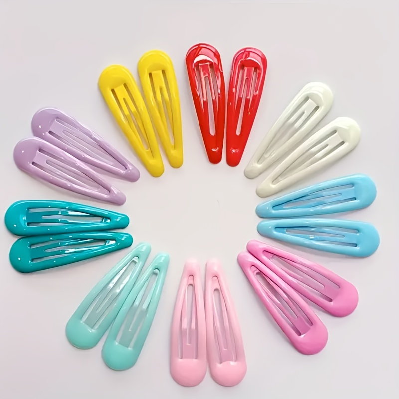 20/40/60pcs 5cm/1.97inch Candy Color Waterdrop Shaped Snap Hair Clips ...