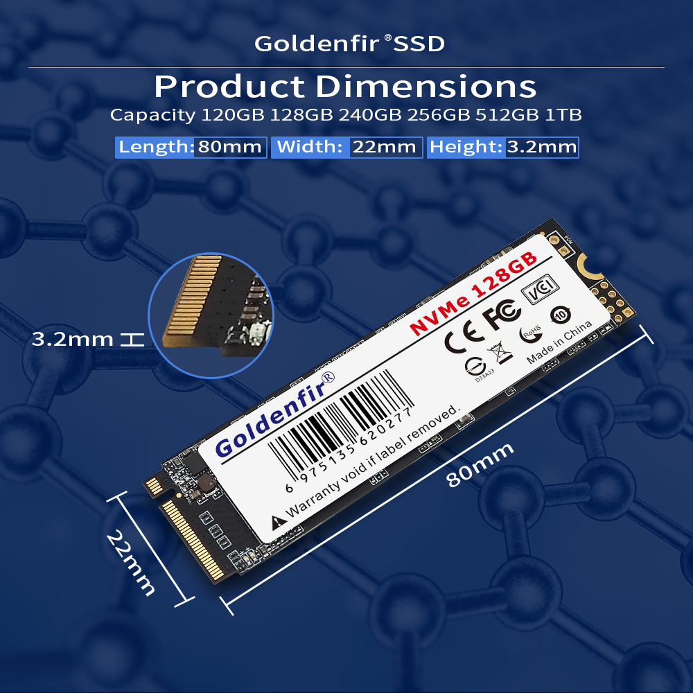Goldenfir SSD M.2 NVMe 1TB PCle M2 2280 Goldenfir SSD M.2 NVMe 1TB