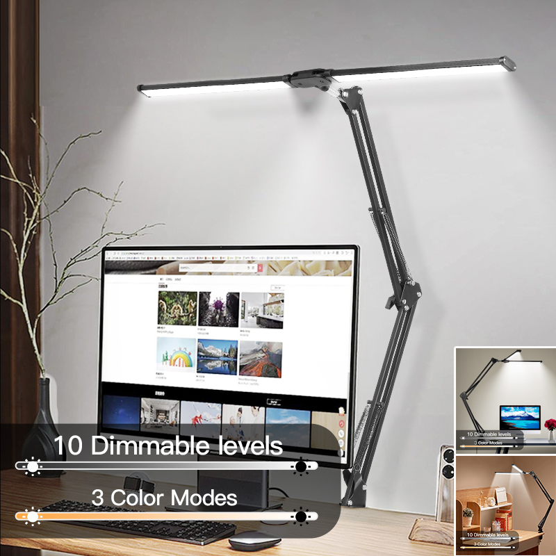 3 Colors Dimmable Desk Light Study Table Lamp Adjustable Monitor Light ...