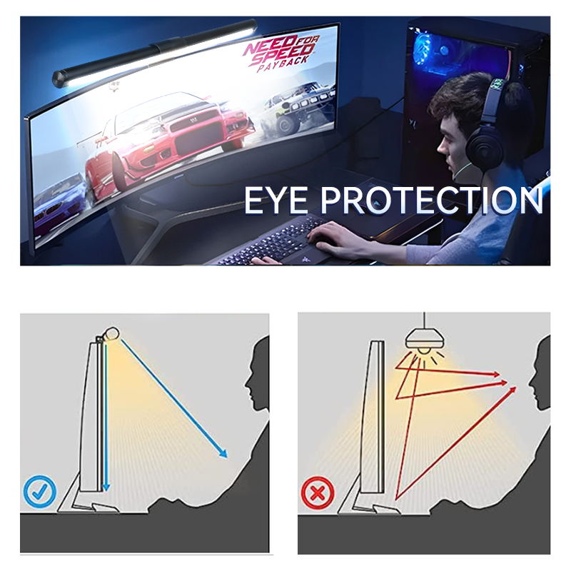 Dimmable RGB Monitor Light Bar Curved Screen Bar Computer Hanging ...