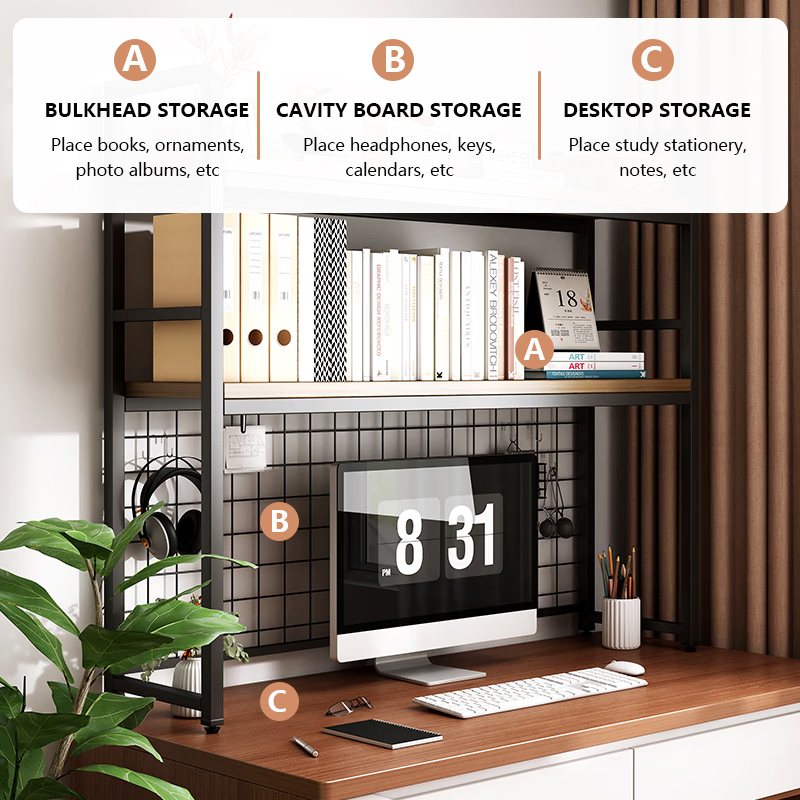 2 Layer Bookcase Wooden Bookshelf Desktop Book Rack Organizer Desk ...