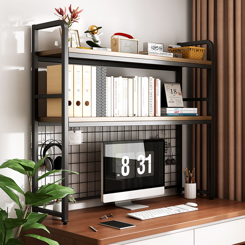 2 Layer Bookcase Wooden Bookshelf Desktop Book Rack Organizer Desk ...
