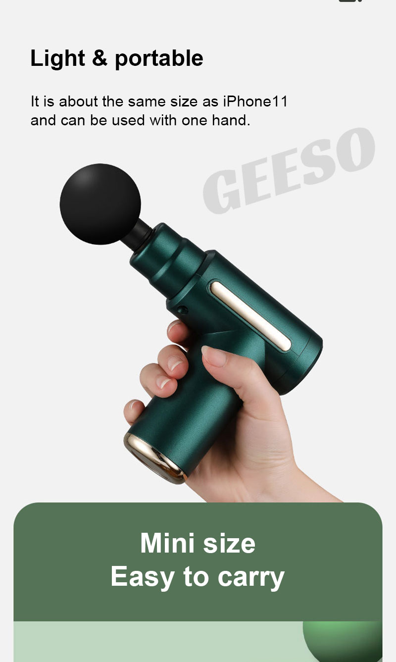 GEESO Mini Fascia Massage Gun 6 Speeds With 4 Massage Heads LCD Screen ...