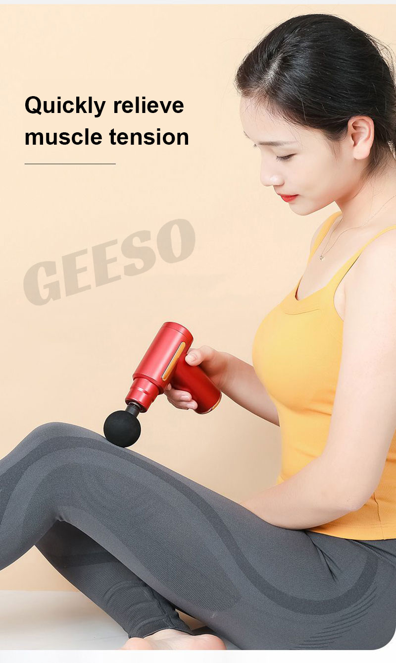 GEESO Mini Fascia Massage Gun 6 Speeds With 4 Massage Heads LCD Screen ...
