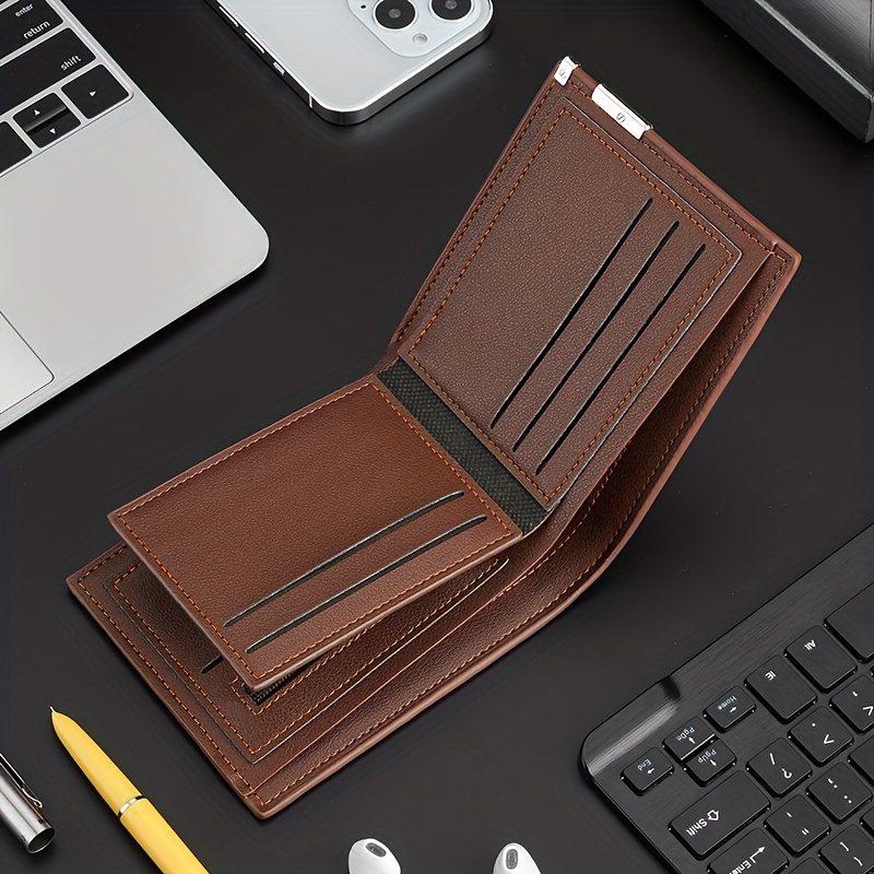 1 Piece Men's Business Simple Short Wallet Youth Fashion Bi-Fold Multi ...