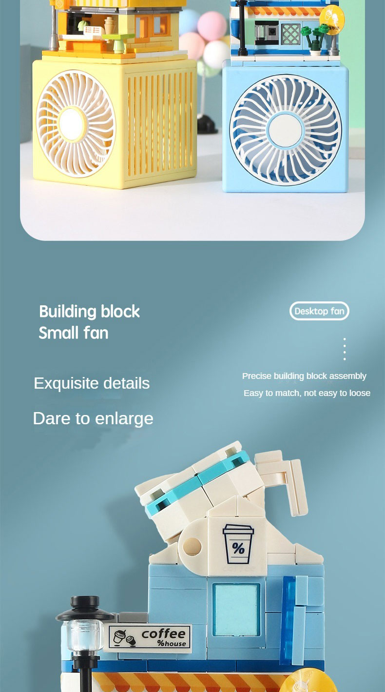 GOED Mini Desk Fan Lego Building Block Fan Silent 3-Gear with USB ...