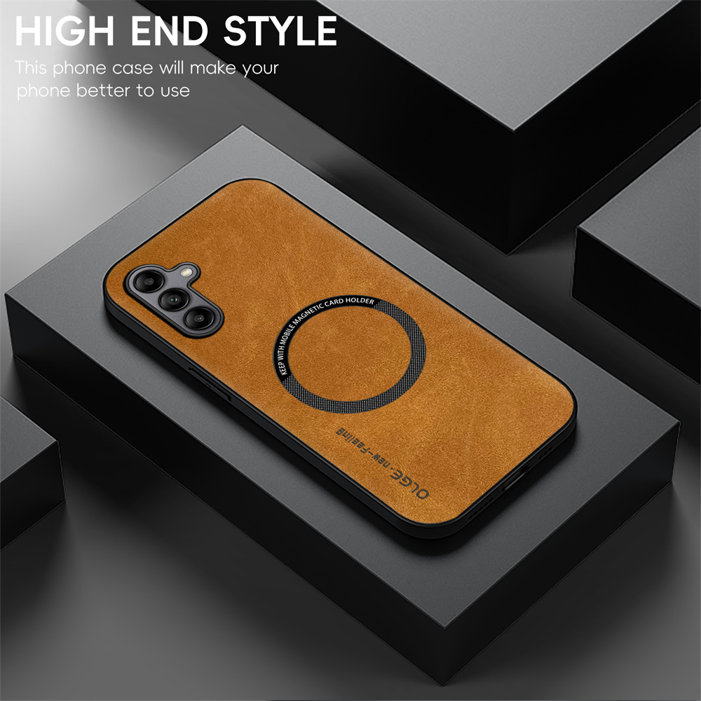 NO Fingerprint Luxury Leather Iron Ring For Samsung Galaxy A15 4G/A05S ...