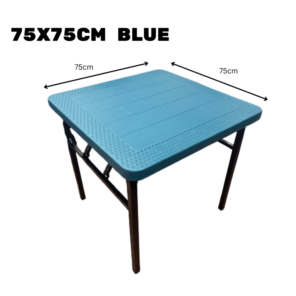 OUTDOORMORE Foldable Plastic Rattan Table Dining Table 61x100cm Table ...
