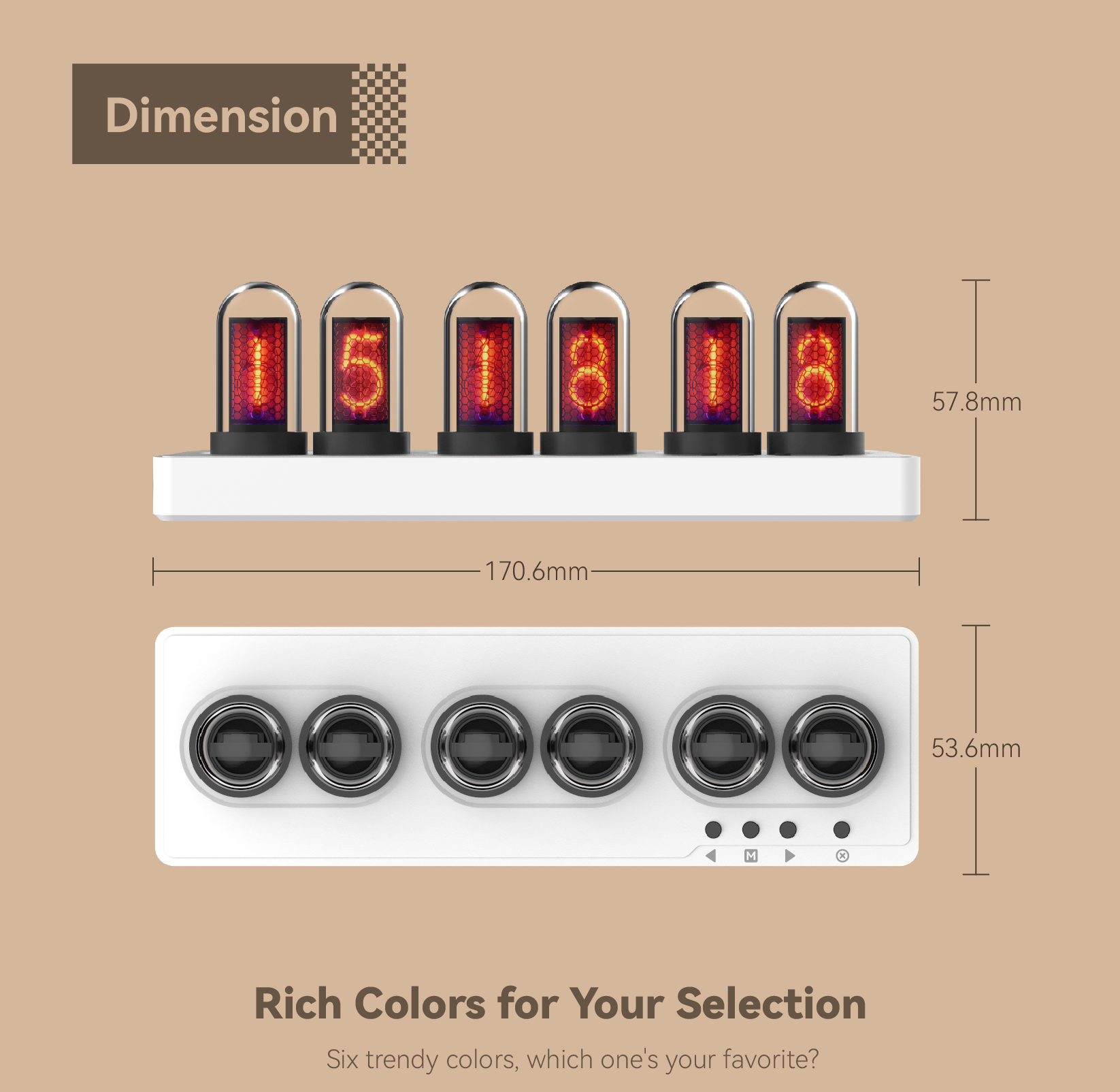 RGB Aluminum Alloy Glow Tube Desk Clock - Cyberpunk Style