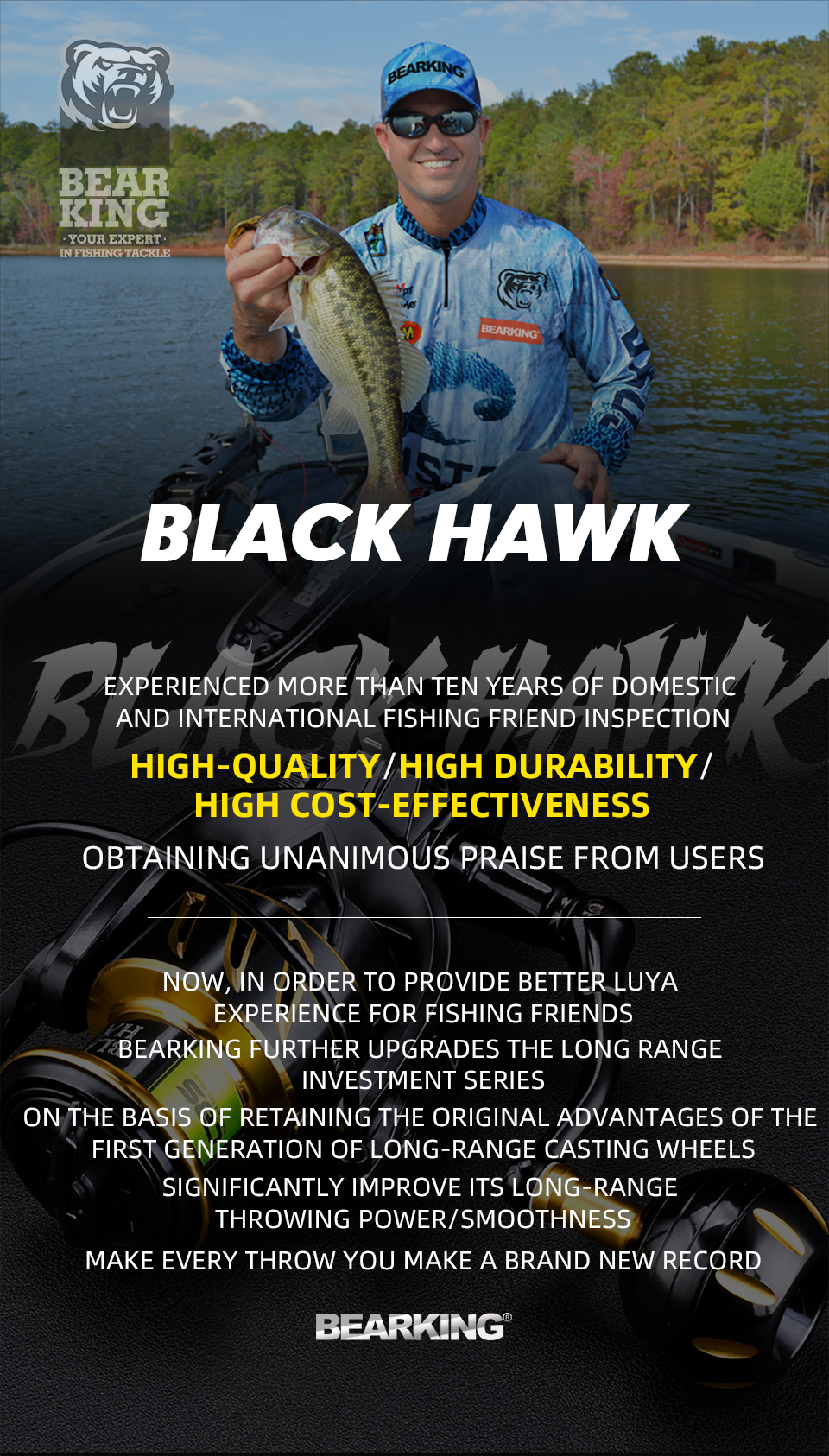 Bearking New Saltwater Fishing Reel B-Hawk 3000-6000 5+1BB Bearings Max ...