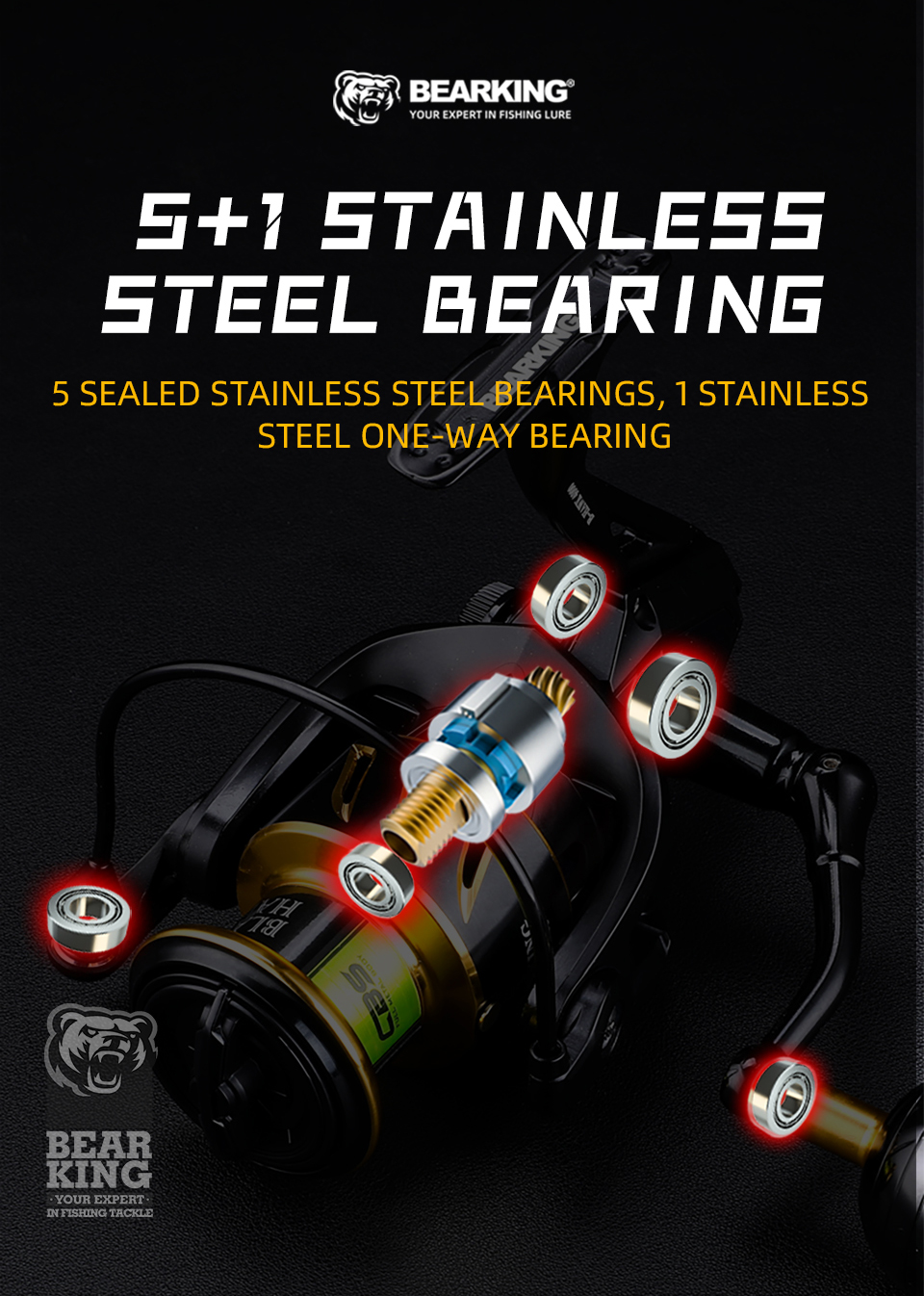 Bearking New Saltwater Fishing Reel B-Hawk 3000-6000 5+1BB Bearings Max ...