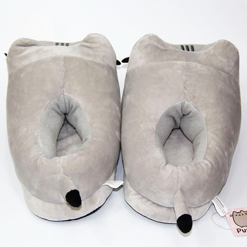 Official Plush Pusheen Cat Slippers - Grey 3D Character Slippers For Women (One Size)