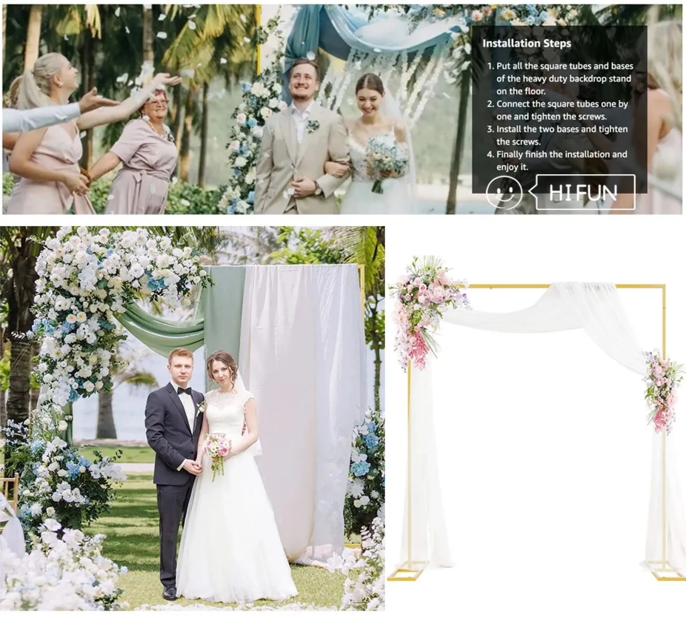 2023NEW stretchable Square wedding iron arch backdrop stand for ...
