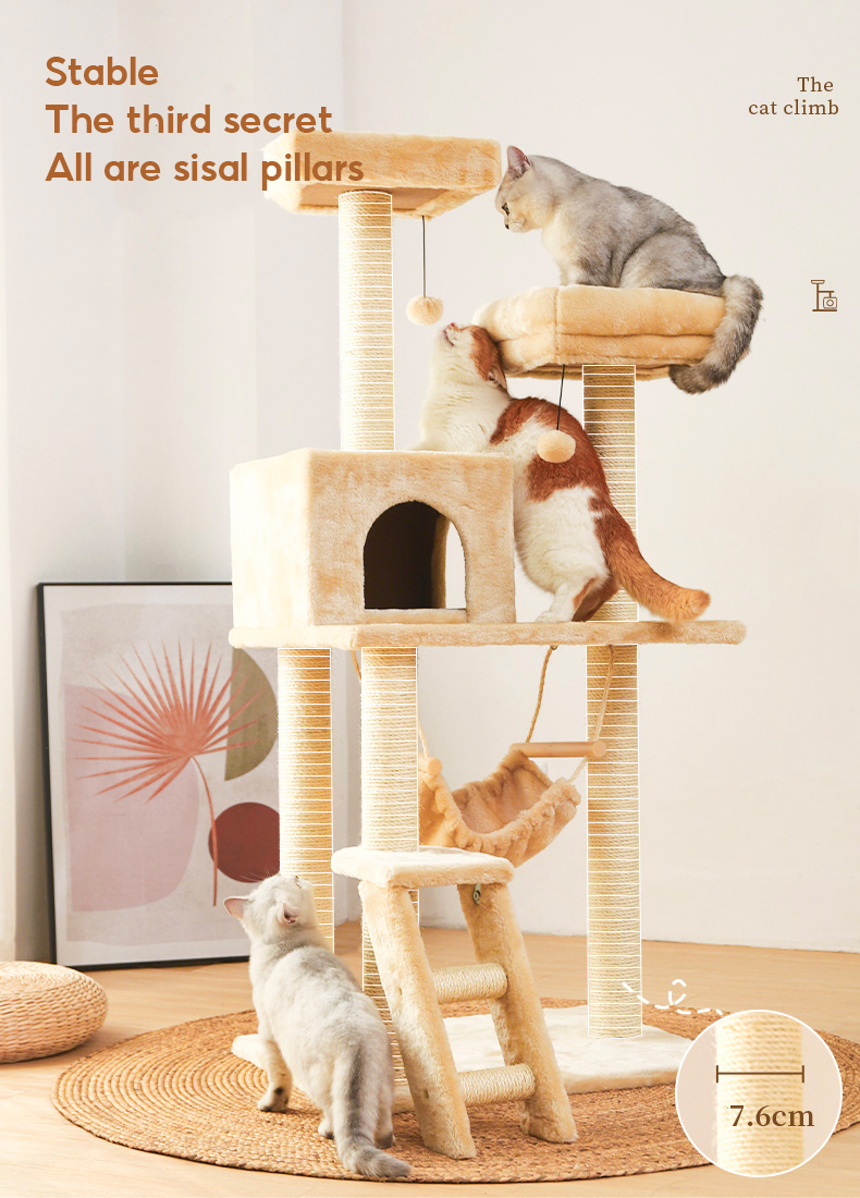 Papapet Cat Tree Tower Cat Condo Indoor Cat House Villa with Scratching ...