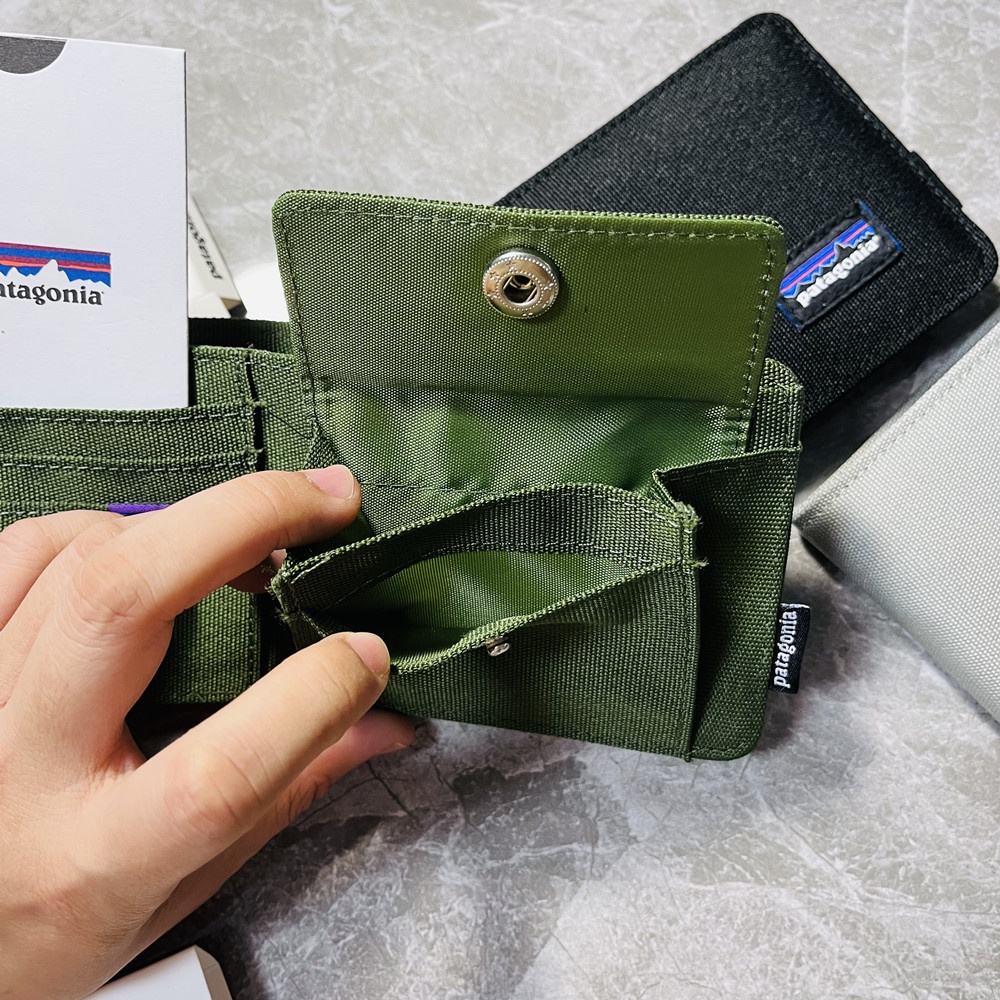 Canvas wallet, rectangular shape, foldable, has multiple card slots ...