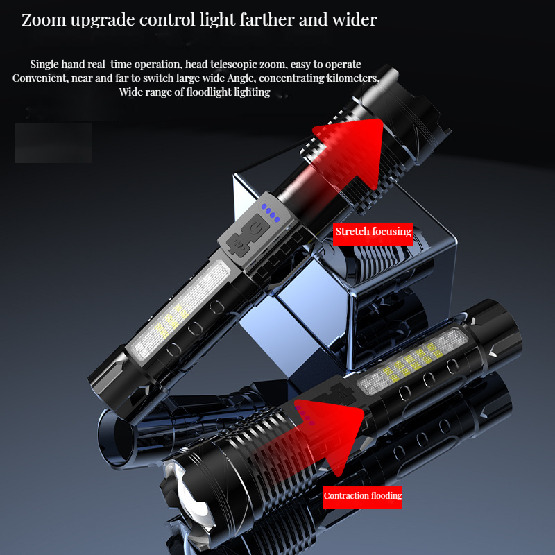 New Side Light Strong Light Flashlight USB Charging Outdoor Lighting ...