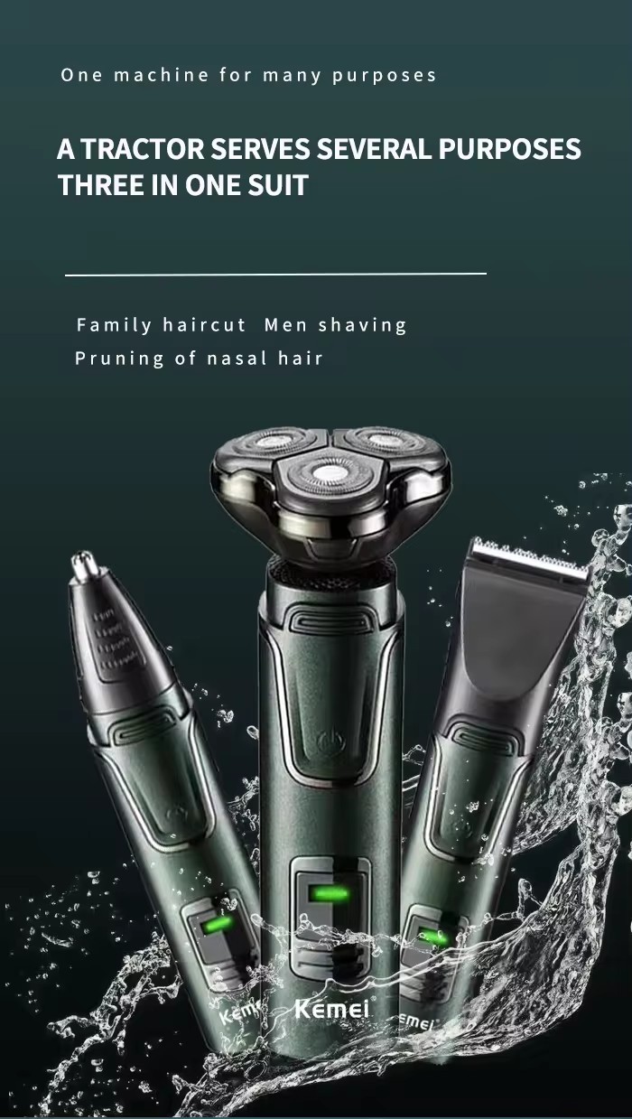 Kemei 3 in1 Rechargeable Electric Shaver Beard Facial Hair Trimmer ...