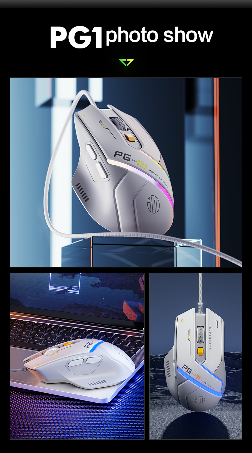 inphic PG1 Gaming Mouse Wired Customizable 6 Buttons / 200-12800DPI ...