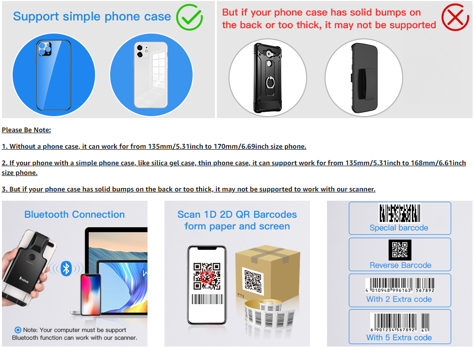Eyoyo EY-017P Portable 1D&2D QR Code Image Screen Reader PDF417 Data ...