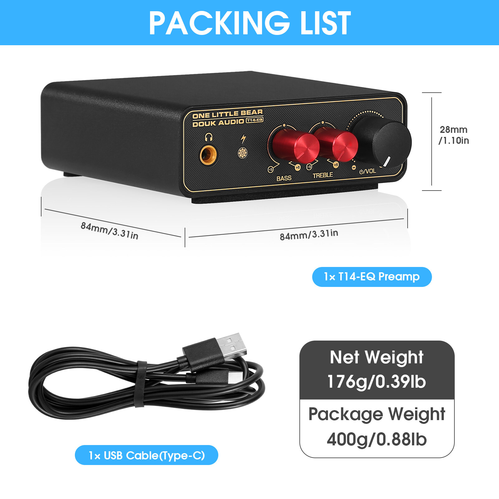 Douk Audio T14-EQ Stereo RIAA MM/MC Phono Stage Preamp Home Turntables ...