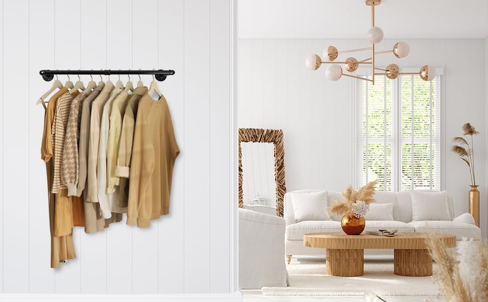 Metal Clothes Rack Wall Mounted Hanging Clothes Rack Clothes Rod Drying ...