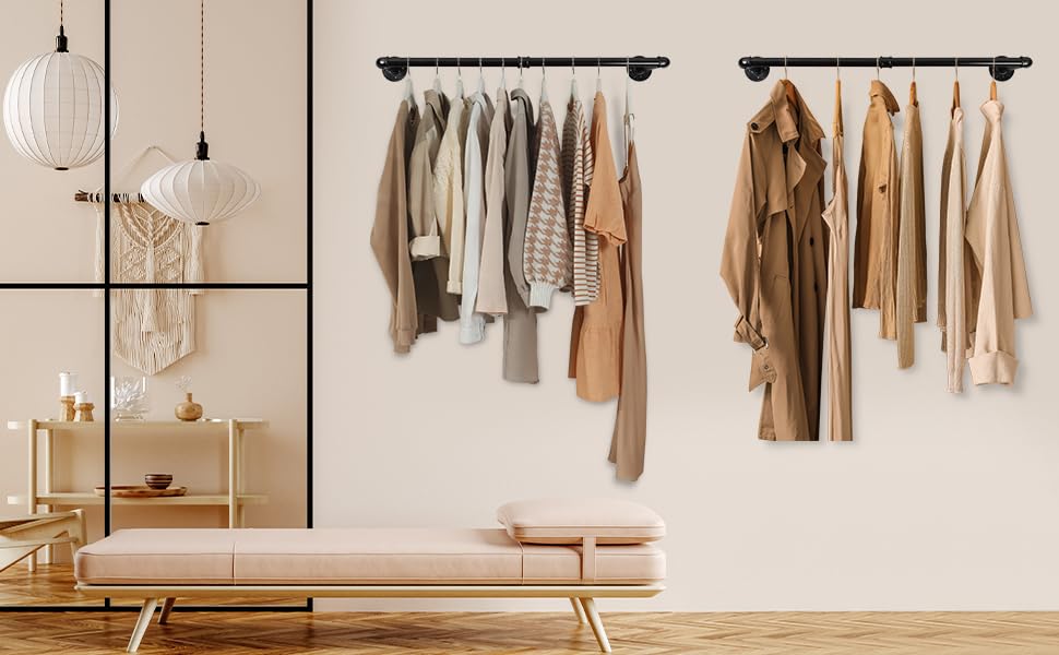 Metal Clothes Rack Wall Mounted Hanging Clothes Rack Clothes Rod Drying ...