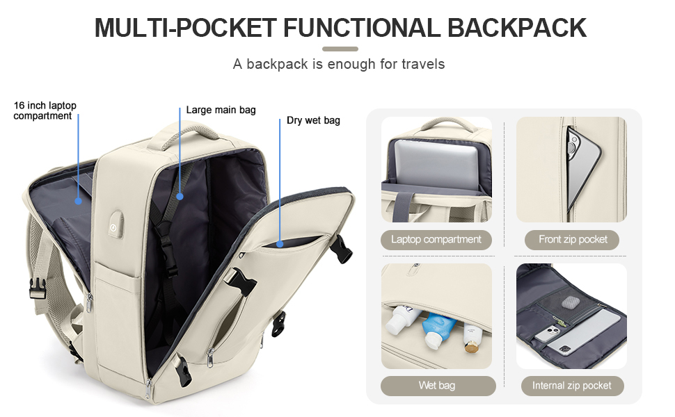 Large Capacity Business Travel Backpack For Unisex 16 Inch New ...