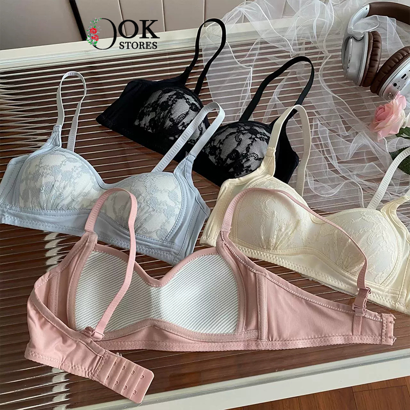 Seamless Bra Thin cotton Bra Push Up Bra Non -Wire Gathered Girls Lace ...