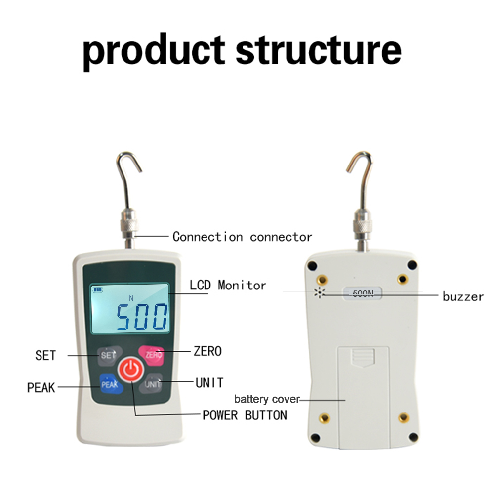 Digital Force Meter Gauge Push Pull Gauge With Maximum Load Value 500N