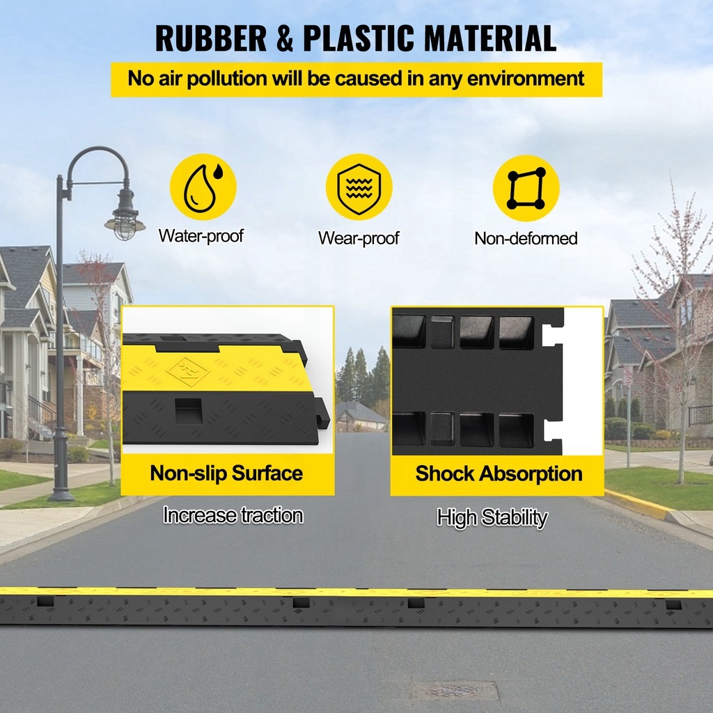 【SP】Rubber Cable Ramp Protector Ramp Wire Floor Cord Cover Deceleration ...