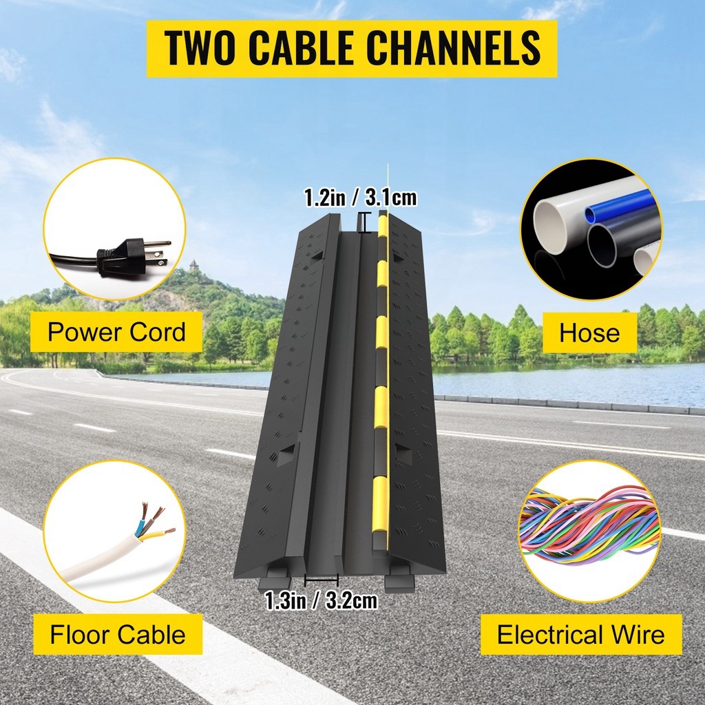 【SP】Rubber Cable Ramp Protector Ramp Wire Floor Cord Cover Deceleration ...