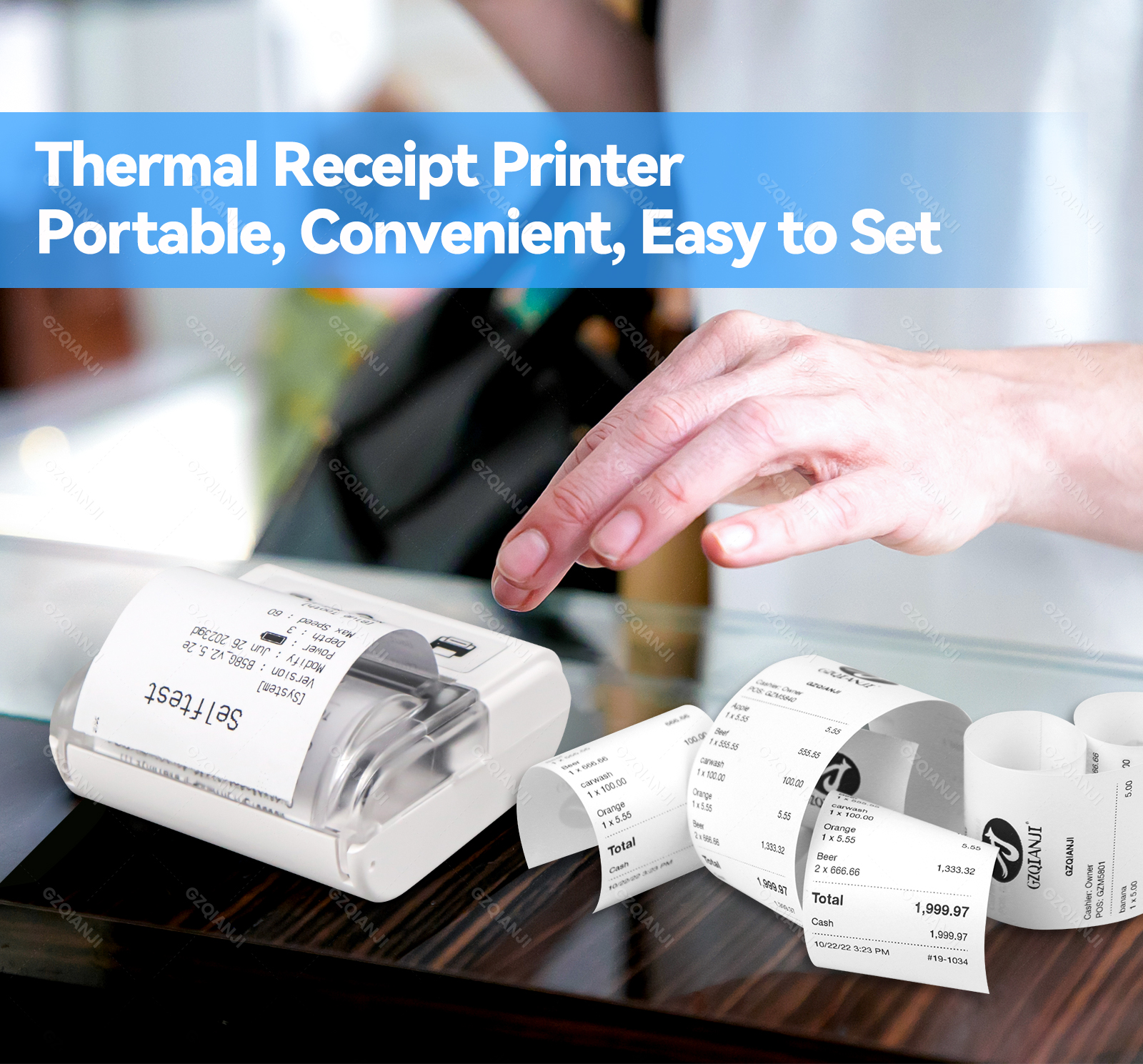 Mini Portable Printer Bluetooth Thermal Printer For Phone IOS Android ...