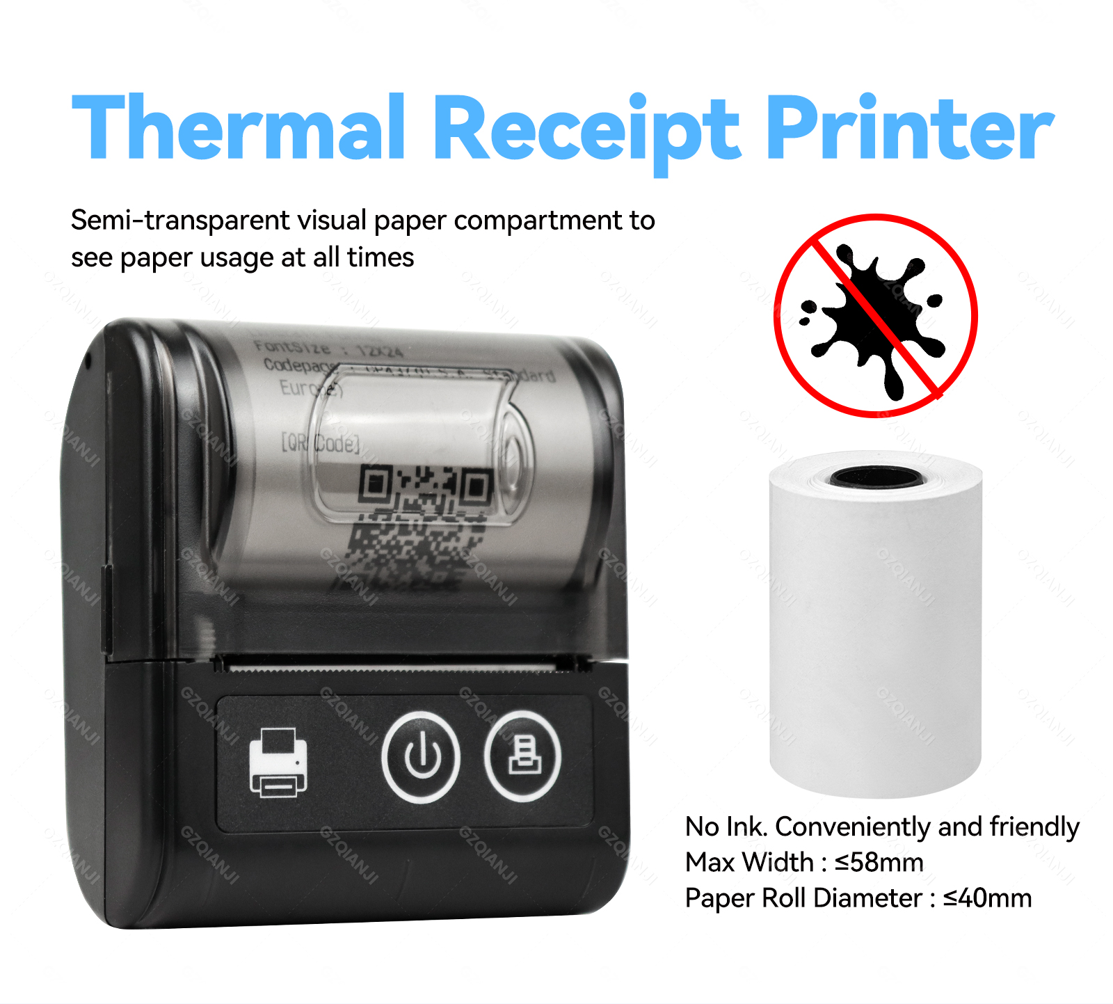 Mini Portable Printer Bluetooth Thermal Printer For Phone IOS Android ...