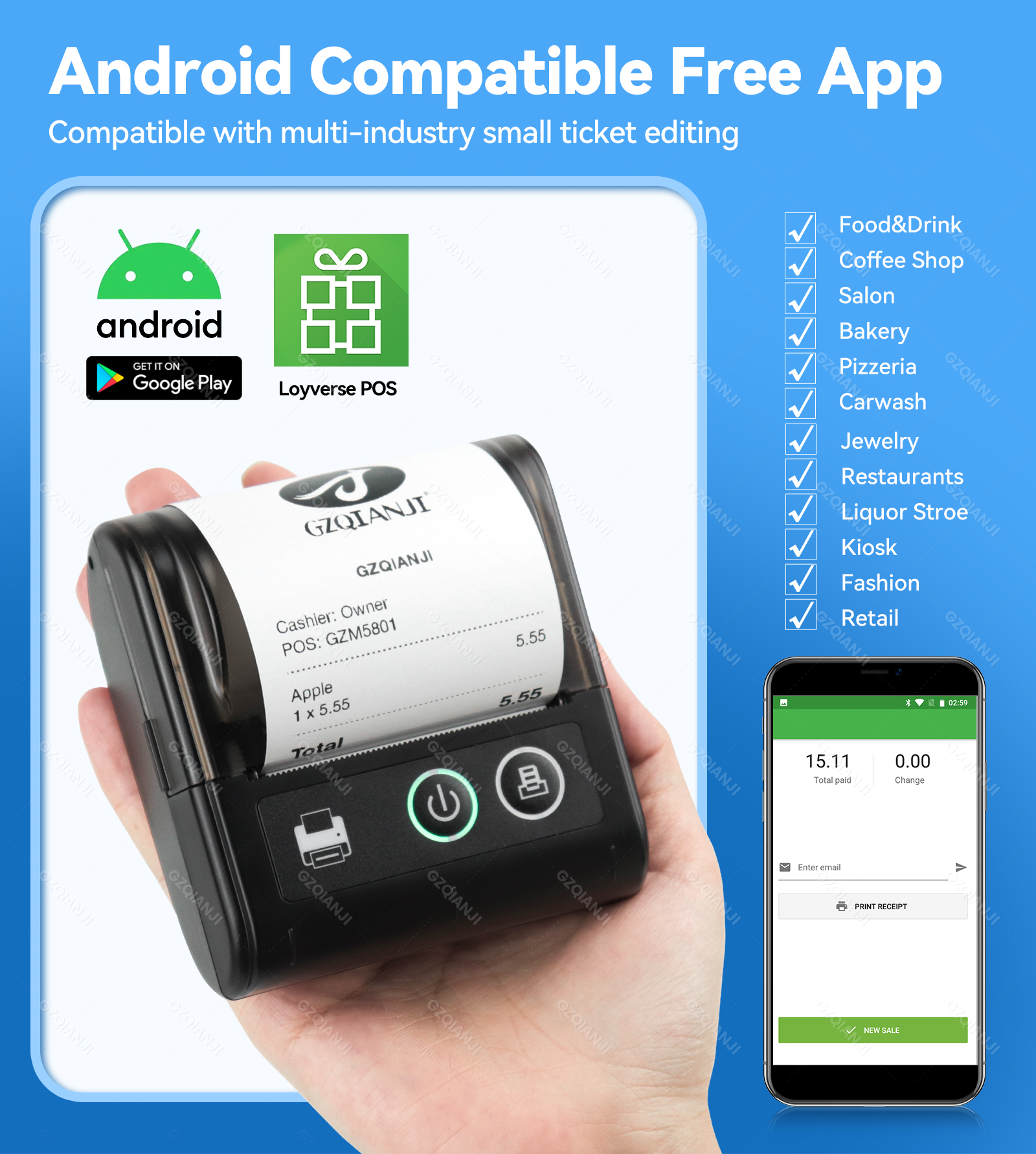 Mini Portable Printer Bluetooth Thermal Printer For Phone IOS Android ...