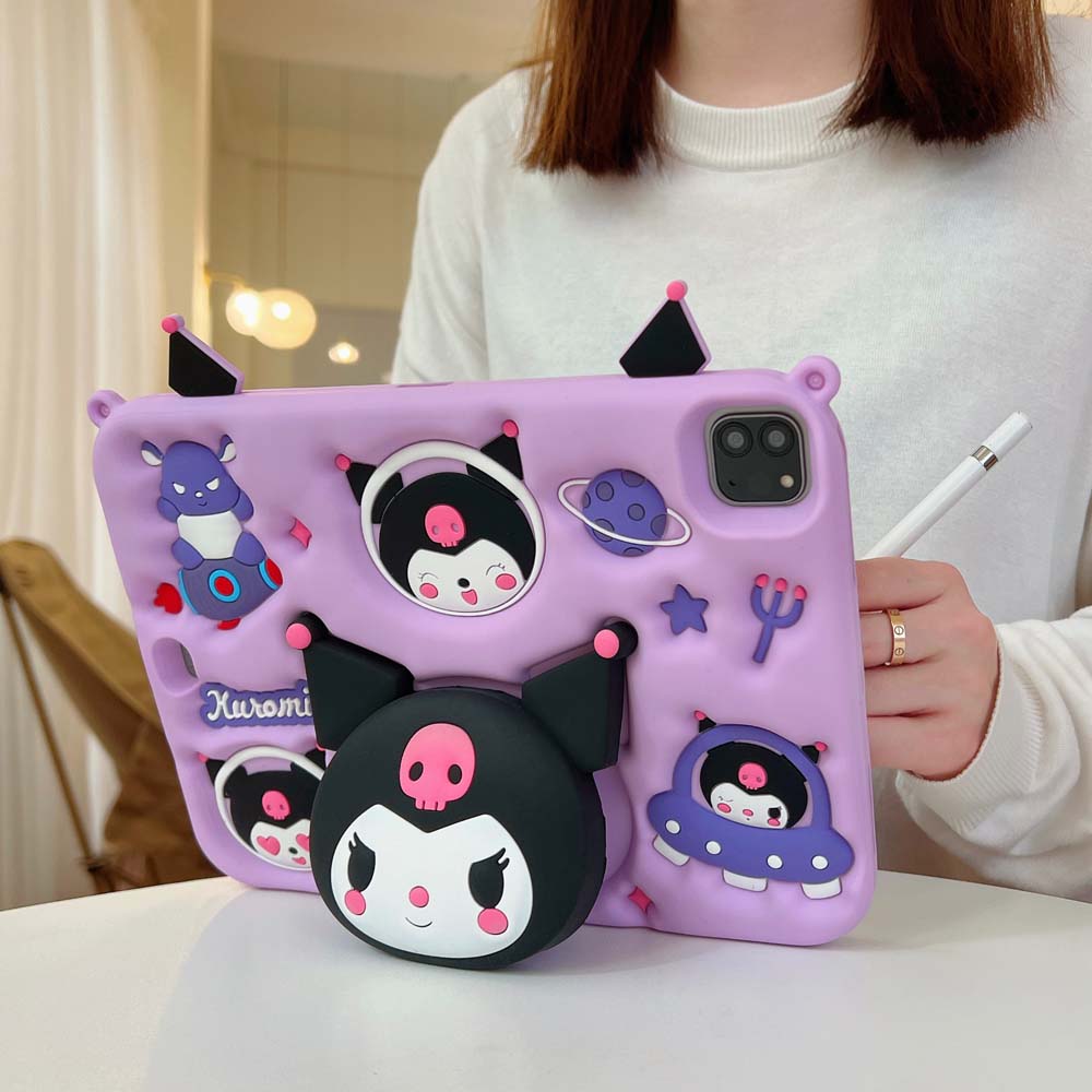 Cute 3D Kuromi silicone protective case For iPad Mini 1/2/3/4/5/6 11 12 ...