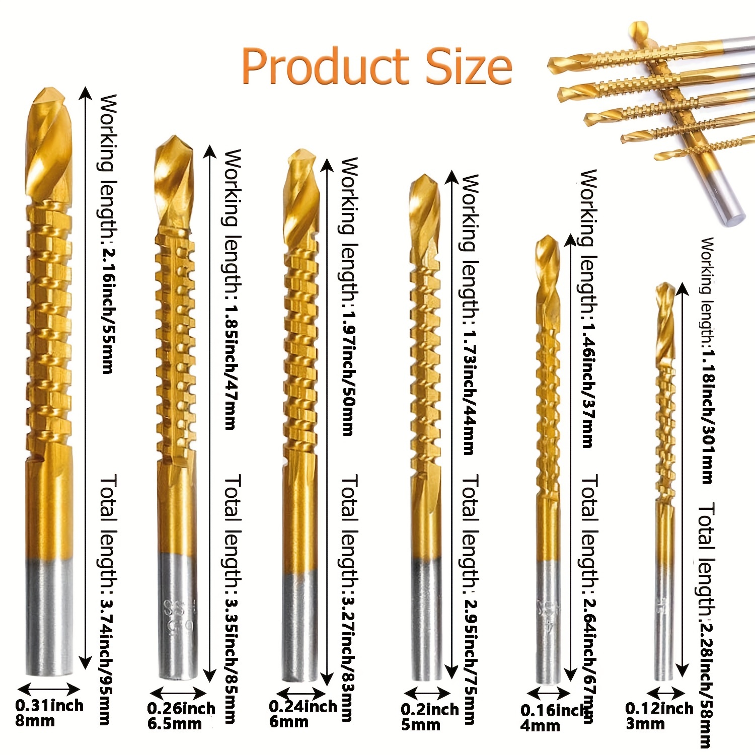 Wiha Bit Set 13 Pcs Titanium Twist Drill Bit Set HSS