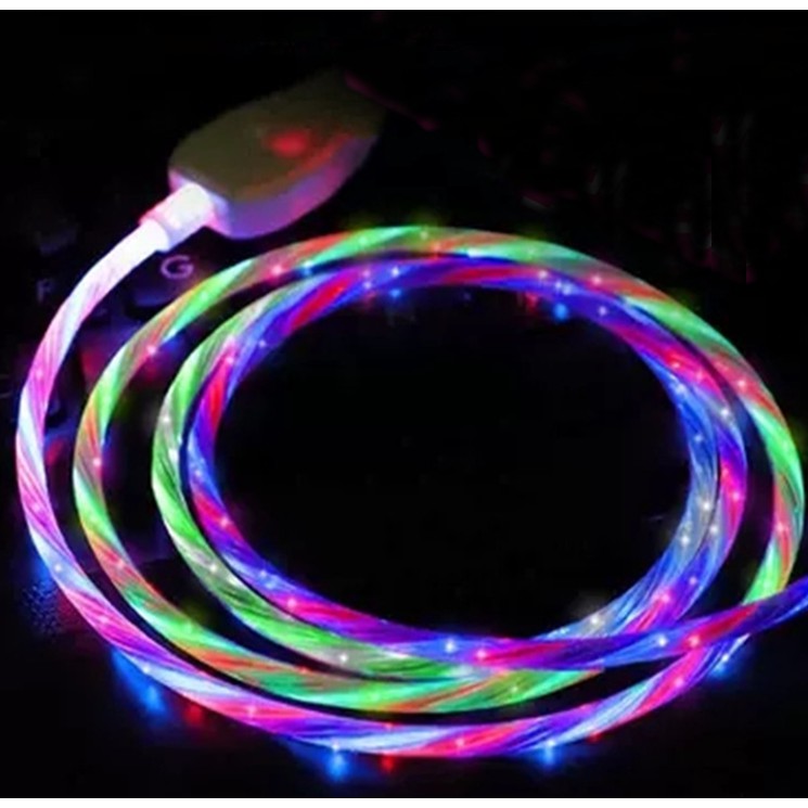 USB Charger cable flowing LED Light USB cable for Android/Type C 3 in 1 ...