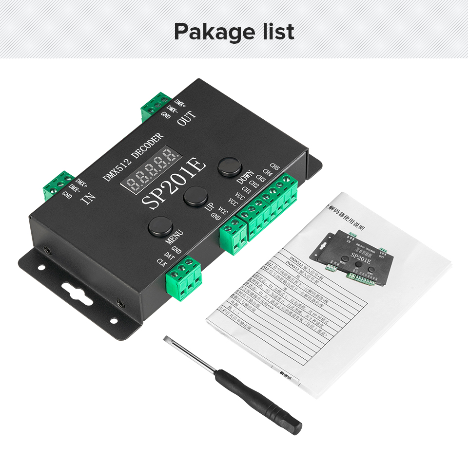 BTF-LIGHTING SP201E DMX512 LED Decoder Controller 5CH PWM SPI Pixels ...
