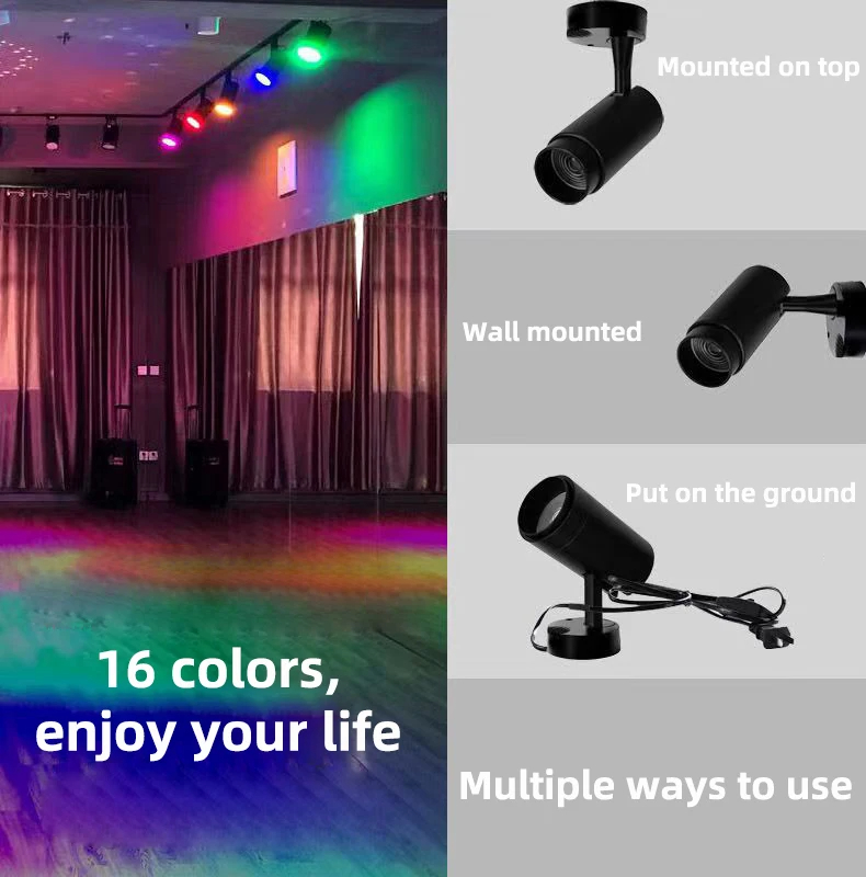 Track Light LED RGB Spotlight Color Set Stage Lighting Fixture Lamps ...