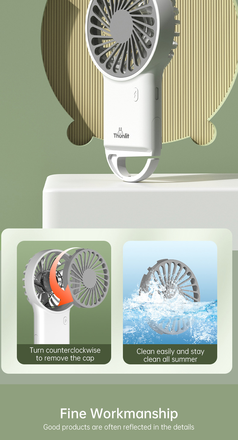 Thunlit Handheld Mini Fan Rechargeable Small Portable Pocket Hanging ...
